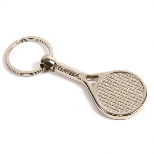 Promotional Silver Metal Tennis Racket Keyring - Image 2