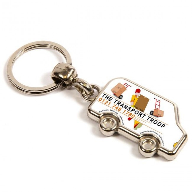 Promotional Silver Metal Van Keyring - Image 1