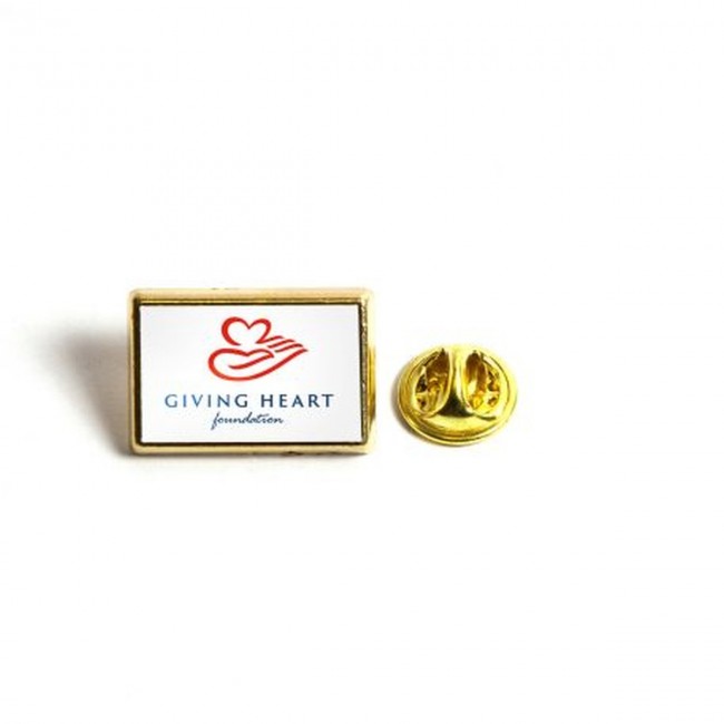 Promotional Rectangular Metal Pin Badge - Image 1