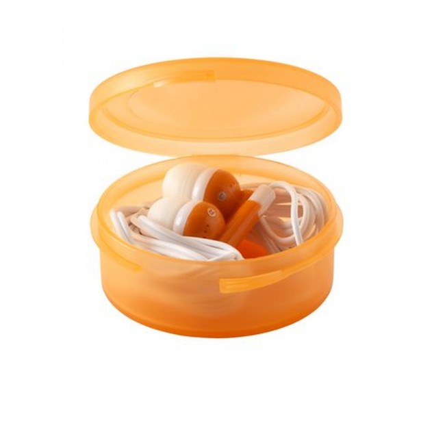 Promotional Earphones in Round Case - Image 3