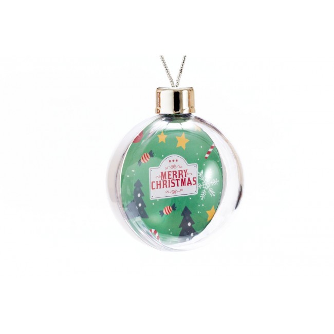 Promotional Round bauble with solid colour back - Image 1