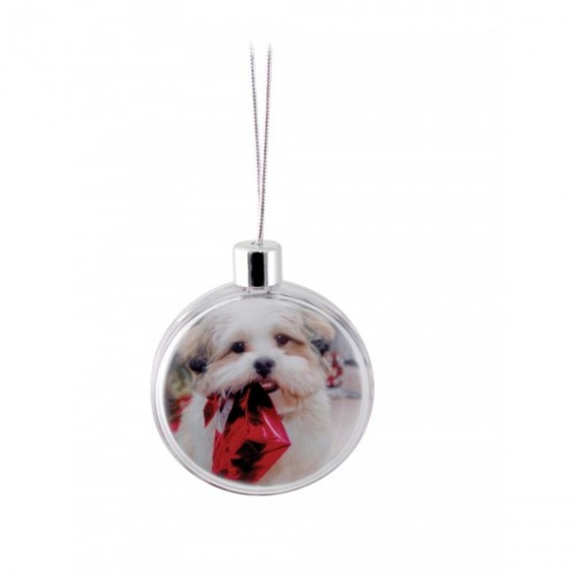 Promotional Disk shaped clear plastic bauble