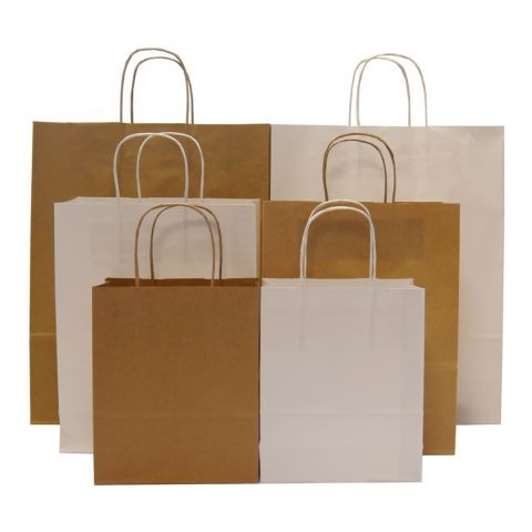 Promotional Twist Handle Ribbed Kraft Bags