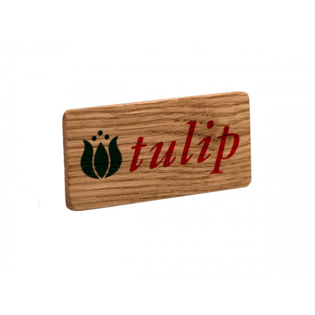 Real wood promotional badges