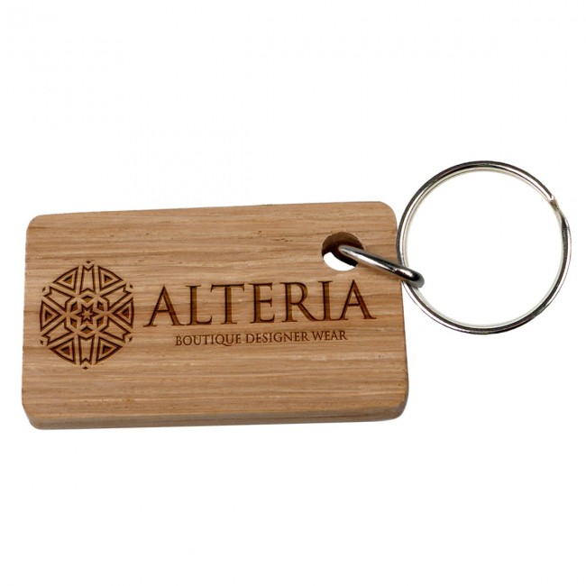 Promotional Real wood small keyring single sided