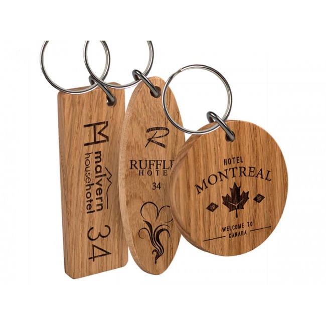 Promotional Real wood large keyring single sided