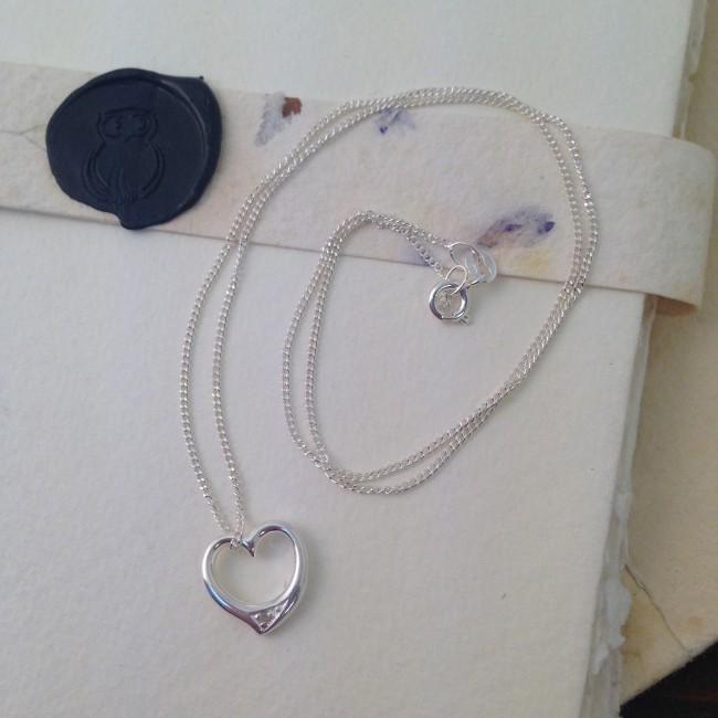 Promotional Sterling Silver Heart Necklace With Crystal