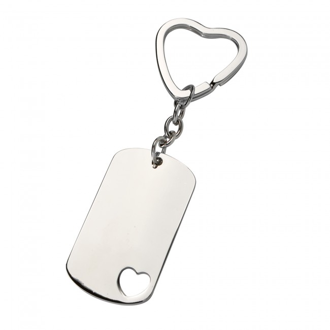 Promotional heart ID dog tag keyring