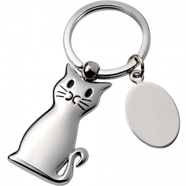 Promotional sitting cat keyring