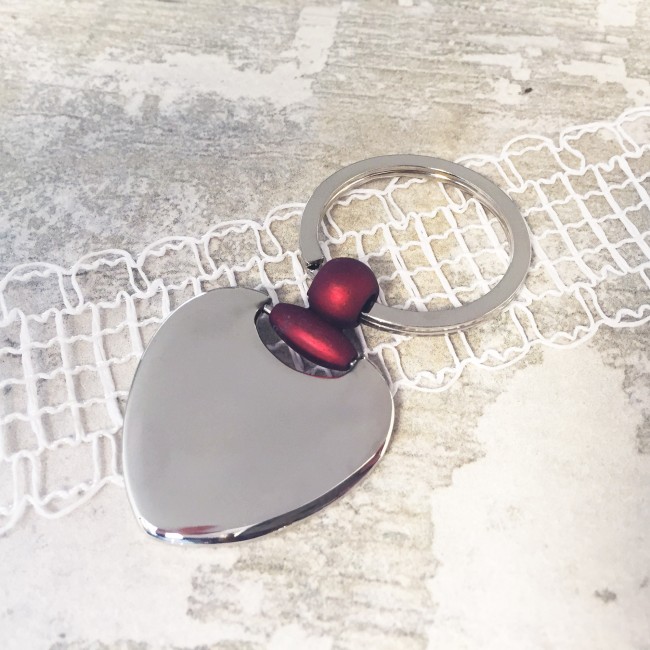 Promotional heart keyring with red detail