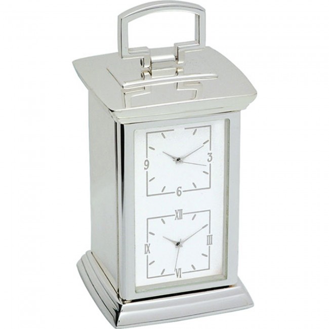 Promotional twin time zone carriage clock