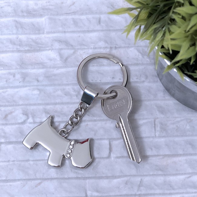 Promotional Scotty Dog Keyring with Crystal Collar