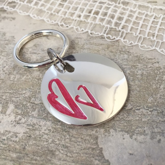 Promotional Round Red Hearts Keyring