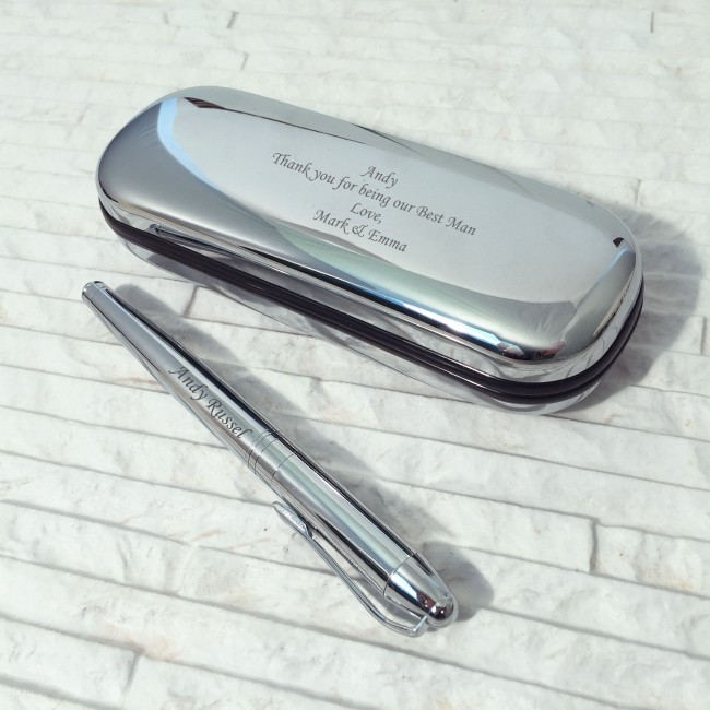 Promotional Chrome Roller Ball Pen in Chrome Box