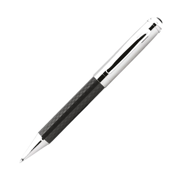 Promotional Carbon Fibre Ballpoint Pen - Chrome - in Chrome Box