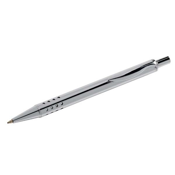 Promotional Dot Ballpoint Pen - Chrome - in Cube Aluminium Box