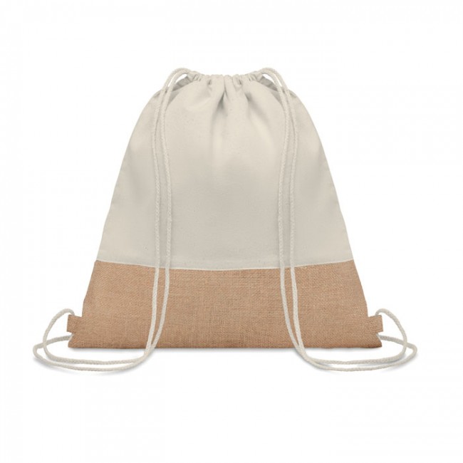 Promotional Cotton Drawstring Bag With Jute Details 160 gr/m²