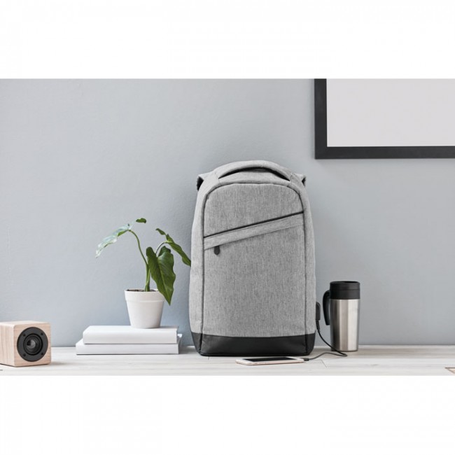 Promotional 2 Tone Backpack With USB Charging Cable - Image 2