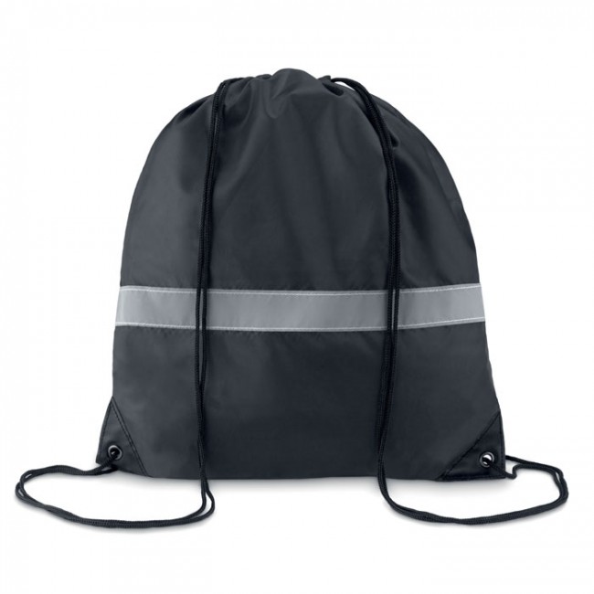 Promotional Drawstring Bag With Reflective Stripe - Image 1