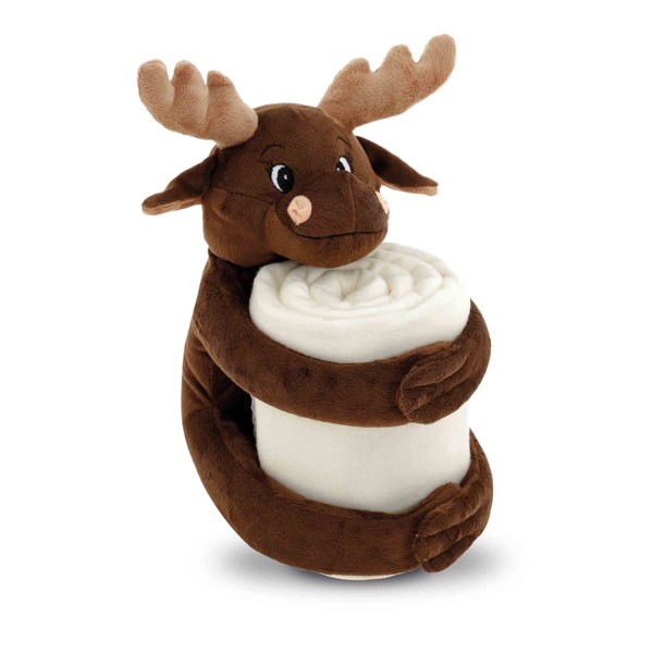 Promotional Plush Reindeer With Polar Fleece Blanket