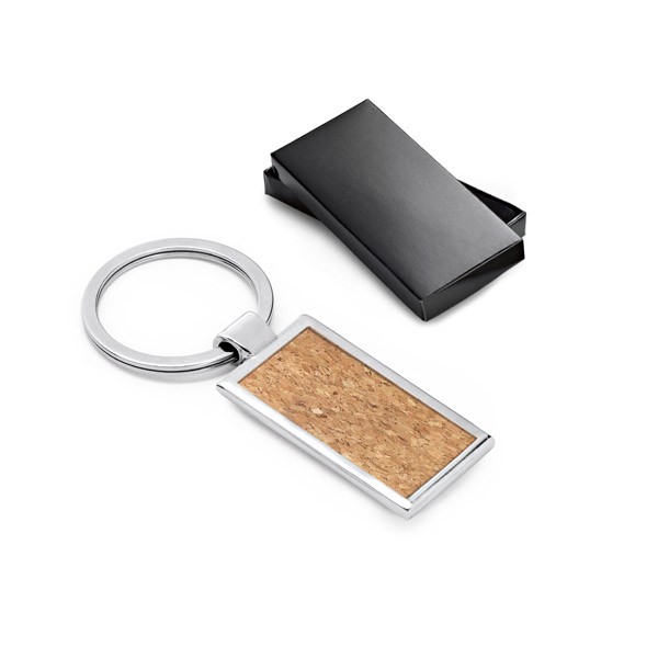 Promotional Metal And Cork Keyring