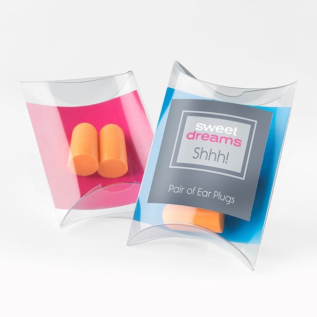 Promotional Pair of Orange Ear Plugs in a Pillow Pack