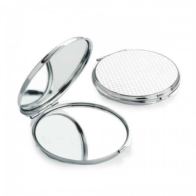 Promotional Silver Coloured Double Compact Mirror