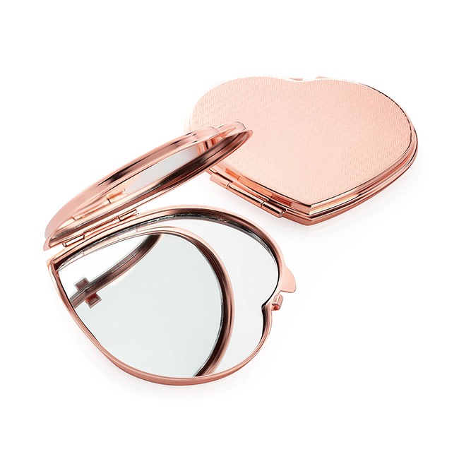 Promotional Heart Shaped Rose Gold Double Compact Mirror