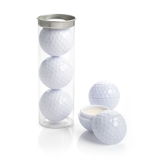 Promotional Set of 3 Golf Ball Lip Balms in a PVC Tube