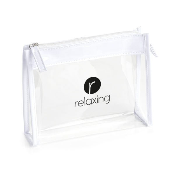 Promotional Clear PVC Bag with White trim and Zipper