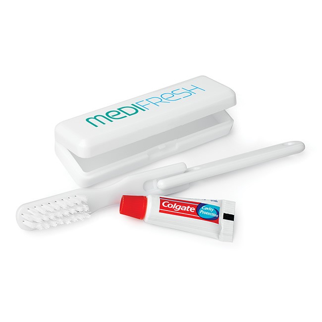 Promotional White Travel Toothbrush & Paste Set