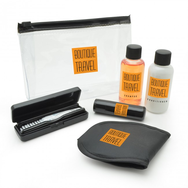 Promotional Black Travel Set in a PVC Zippered Bag