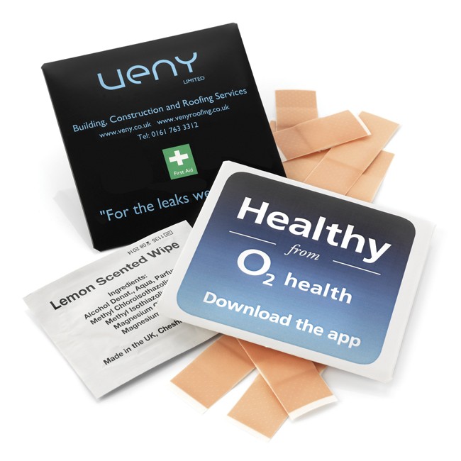 Promotional 10 Plasters and a Single Wet Wipe in a Printed Sleeve