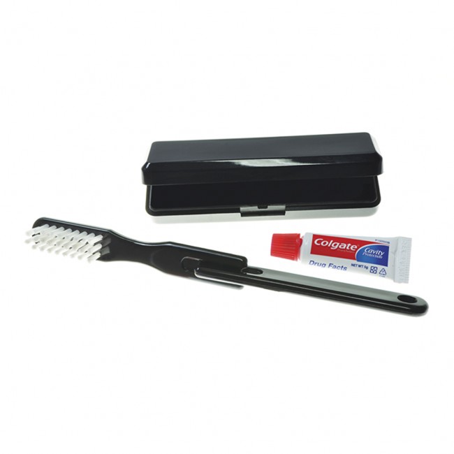 Promotional Black Travel Toothbrush & Paste Set