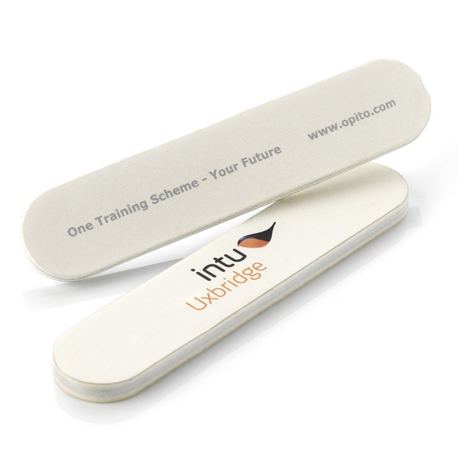 Promotional White Foam Backed Emery Board/Nail File 10cm