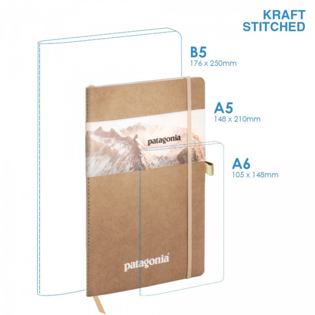 Promotional Medium Notebook Kraft Paper Cover Soft Stiched