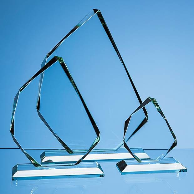 Promotional 18.5cm x 15.5cm x 15mm Jade Glass Facetted Ice Peak Award