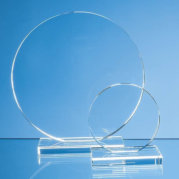 Promotional 20cm x 12mm Clear Glass Circle Award