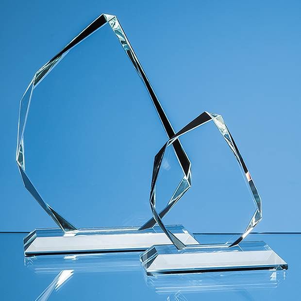 Promotional 18.5cm x 15cm x 15mm Clear Glass Facetted Ice Peak Award