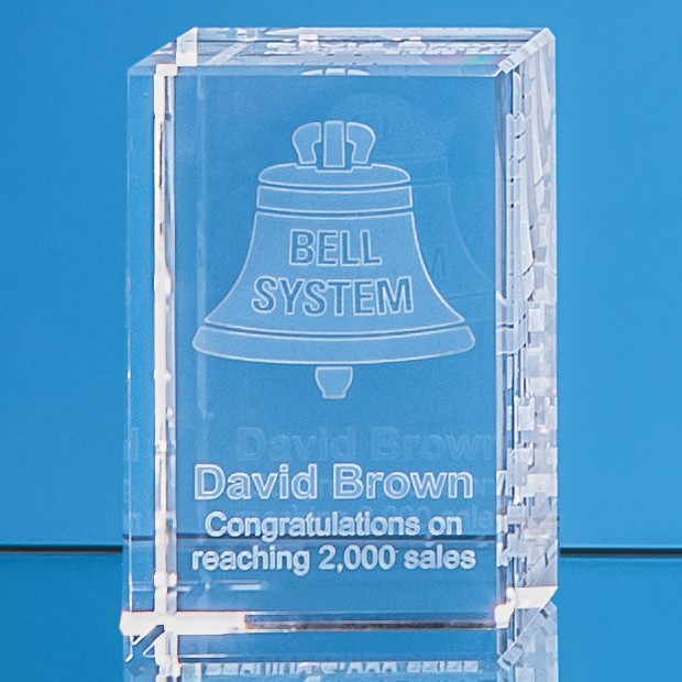 Promotional 8cm x 5cm x 5cm Optical Crystal Rectangle, H or V