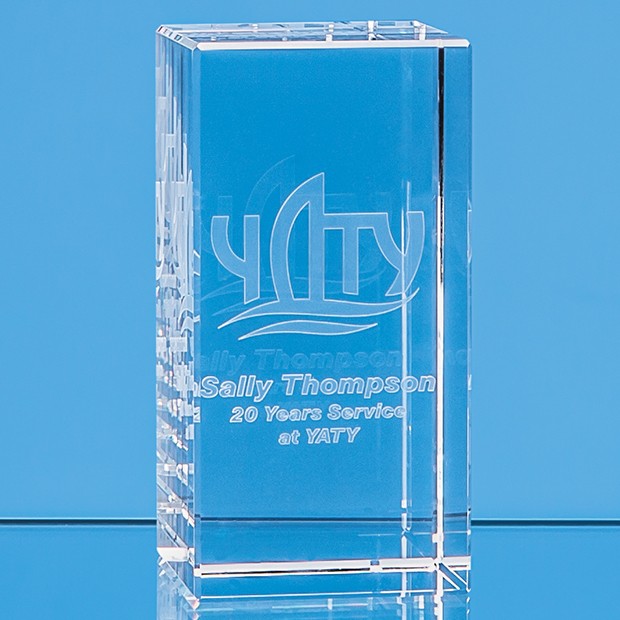 Promotional 12cm x 6cm x 6cm Optical Crystal Rectangle, H or V