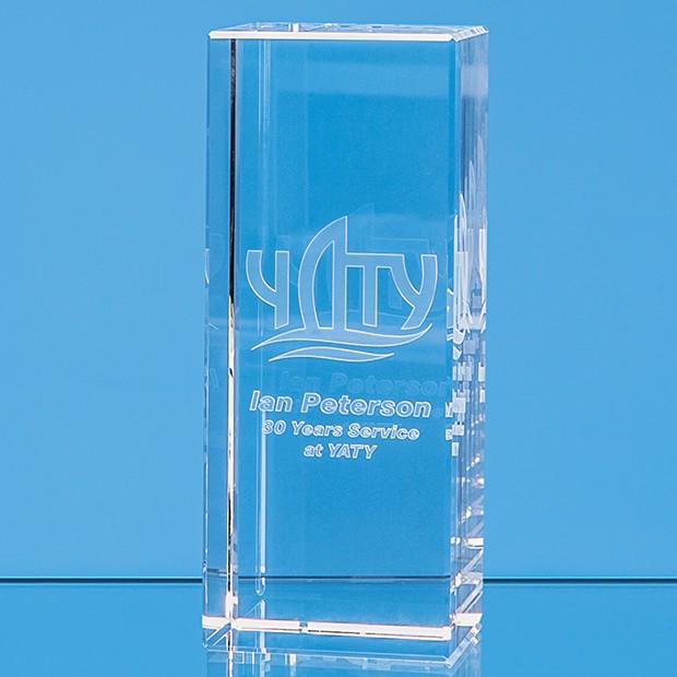 Promotional 15cm x 6cm x 6cm Optical Crystal Rectangle, H or V