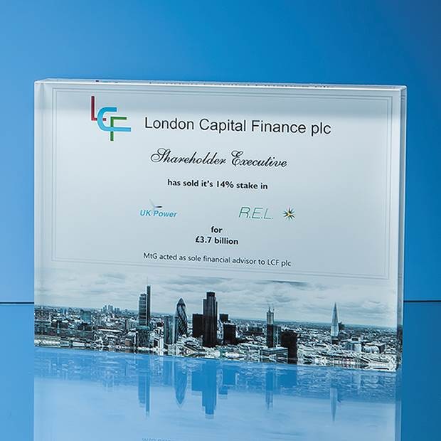 Promotional 15cm x 20cm Optical Crystal Rectangle Award, H or V