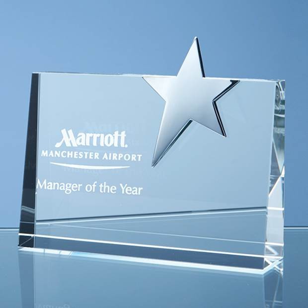 Promotional Crystal Horizontal Rectangle with Silver Star