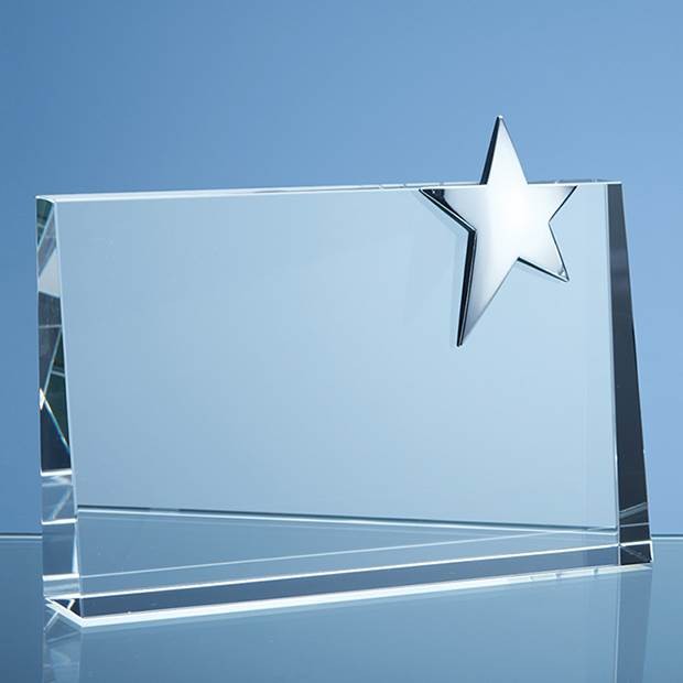 Promotional Crystal Horizontal Rectangle with Silver Star