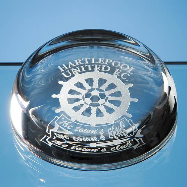 Promotional 8.8cm Optical Crystal Flat Top Dome Paperweight