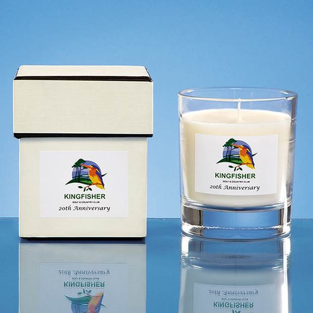 Promotional 240g Clear Glass Scented Candle in a Lidded Gift Box