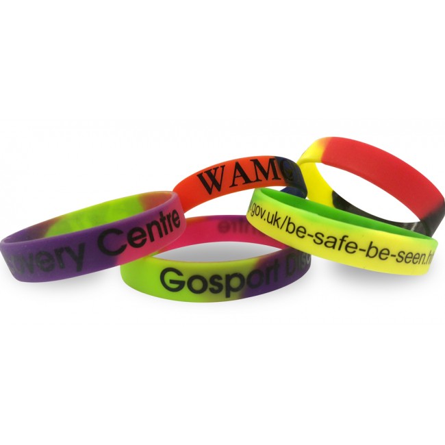 Promotional Multi Colour Wristband - Embossed/Raised with Colour Fill In