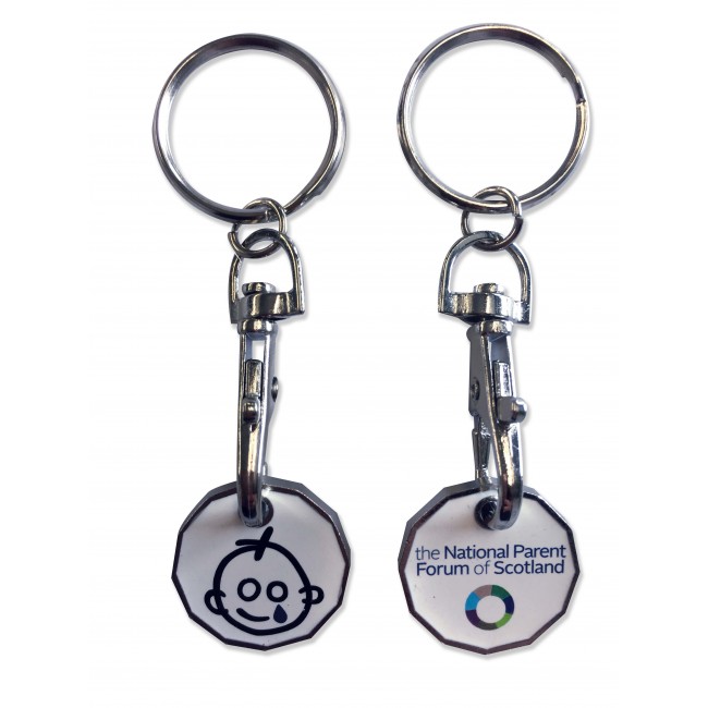 Promotional Trolley Coin Keyring - Printed - 2 Sides