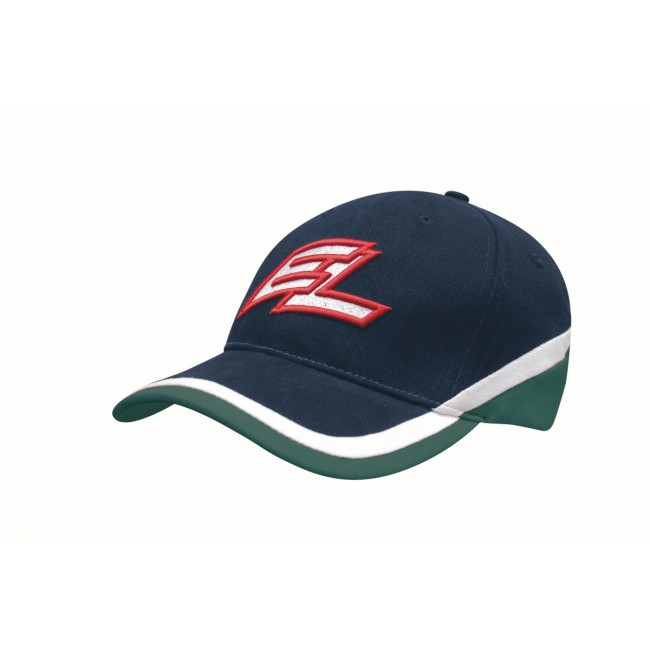 Promotional Brushed Heavy Cotton Tri-Coloured Cap